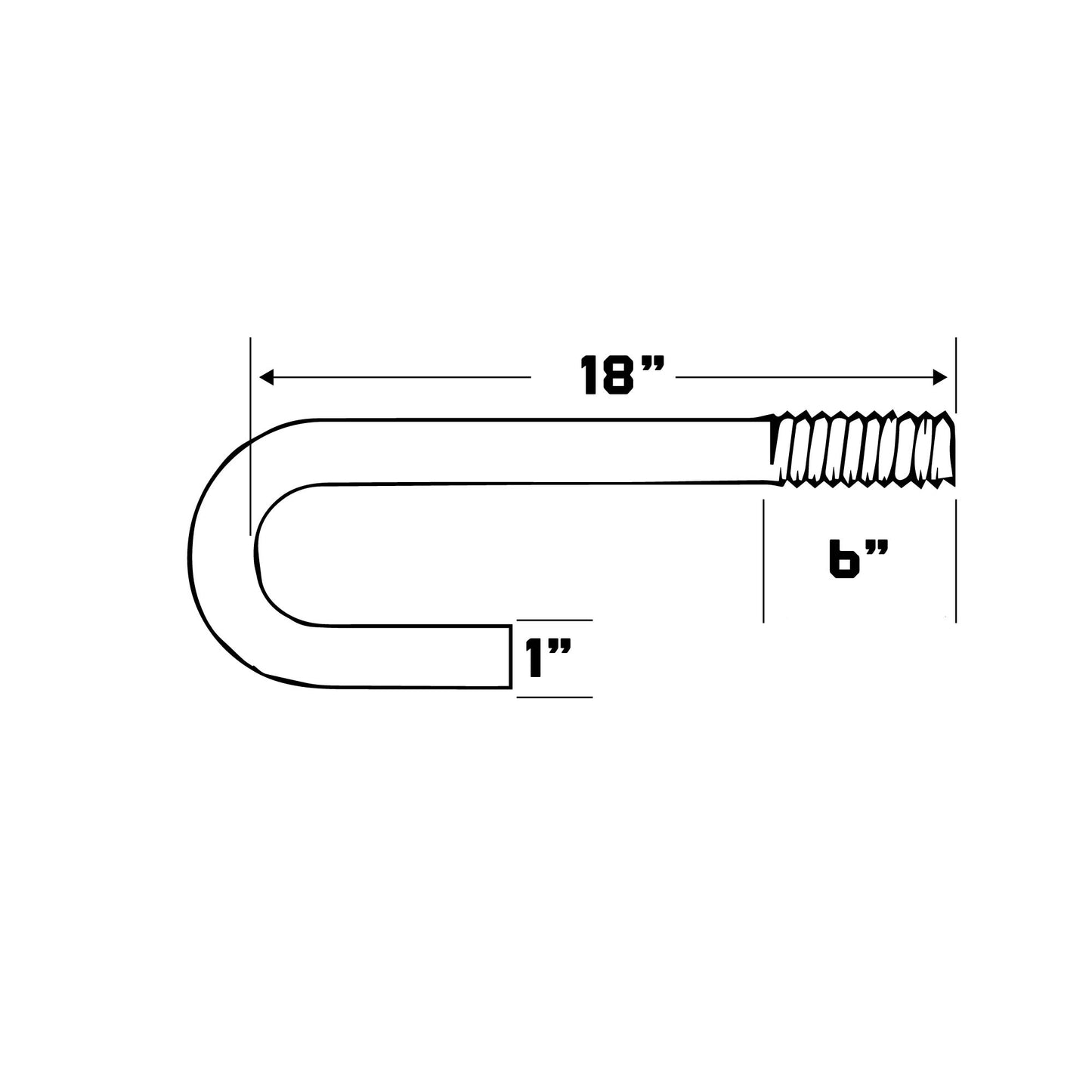 1" x 18" Galvanized J-Bolt