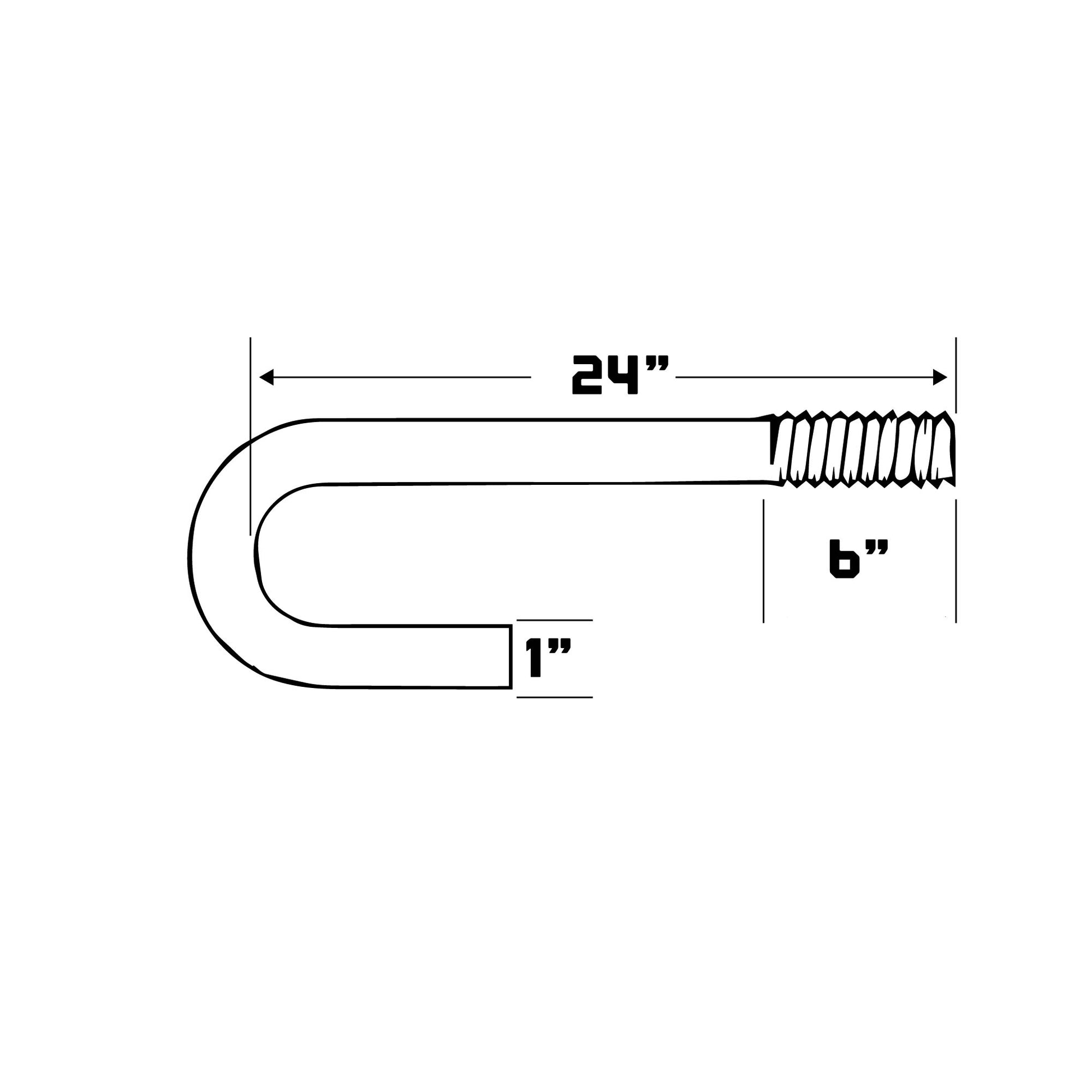 1" x 24" Galvanized J-Bolt for Concrete