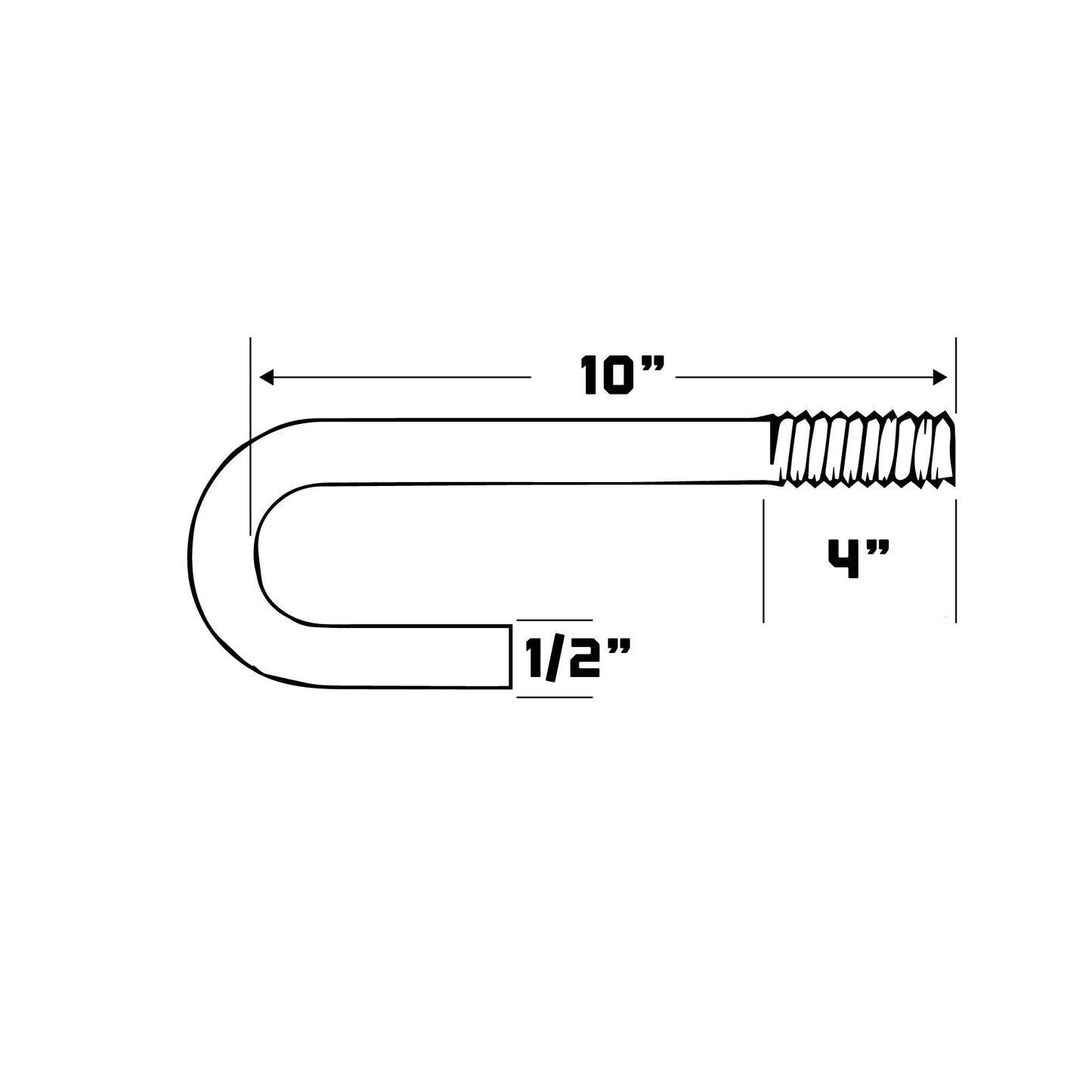 1/2" x 10" Galvanized J-Bolt