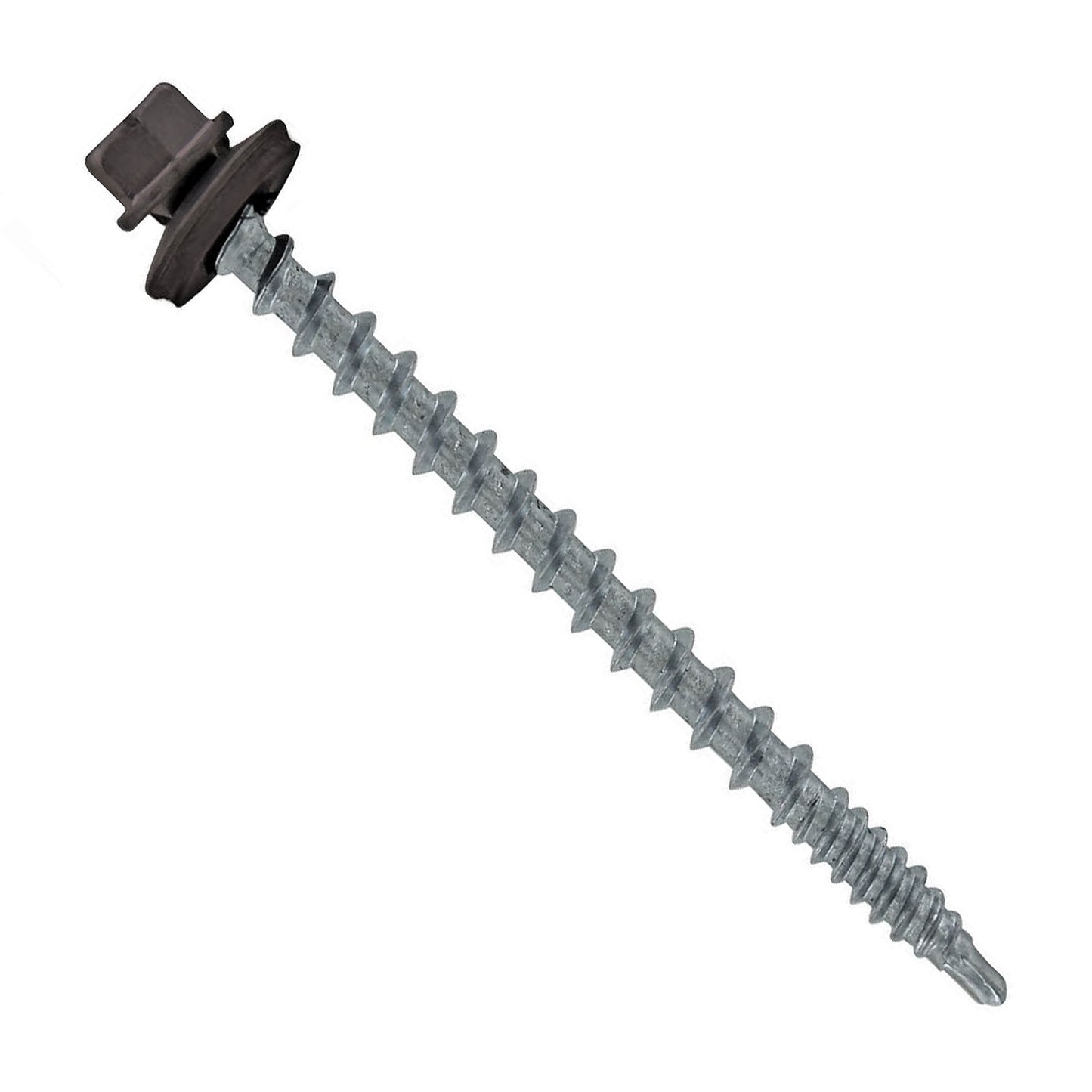 #10 x 212 inch Kwikseal Woodbinder Metal Roofing Screw Charcoal Gray Pkg 250