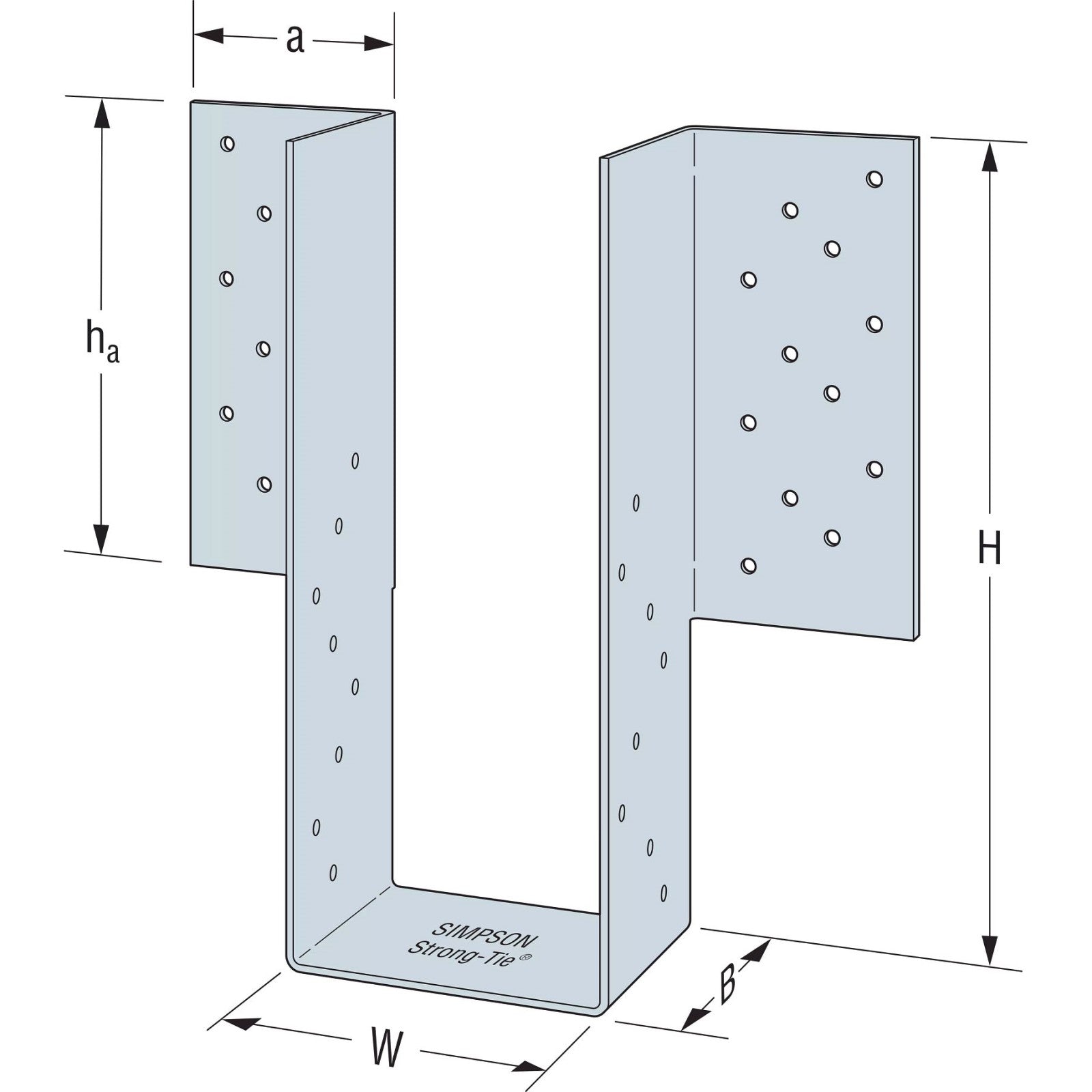 Simpson MGU Medium Capacity Girder Hanger, G90 Galvanized