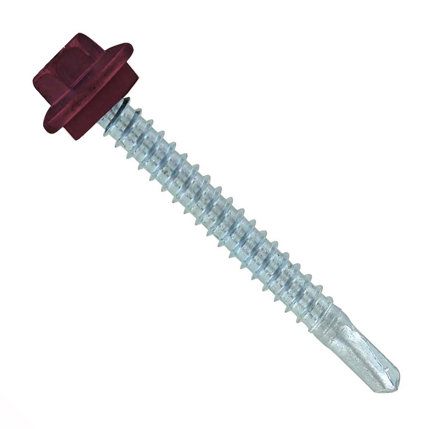 #12 x 2 inch Maxx Steelbinder Metal Roofing Screw Burgundy Pkg 250