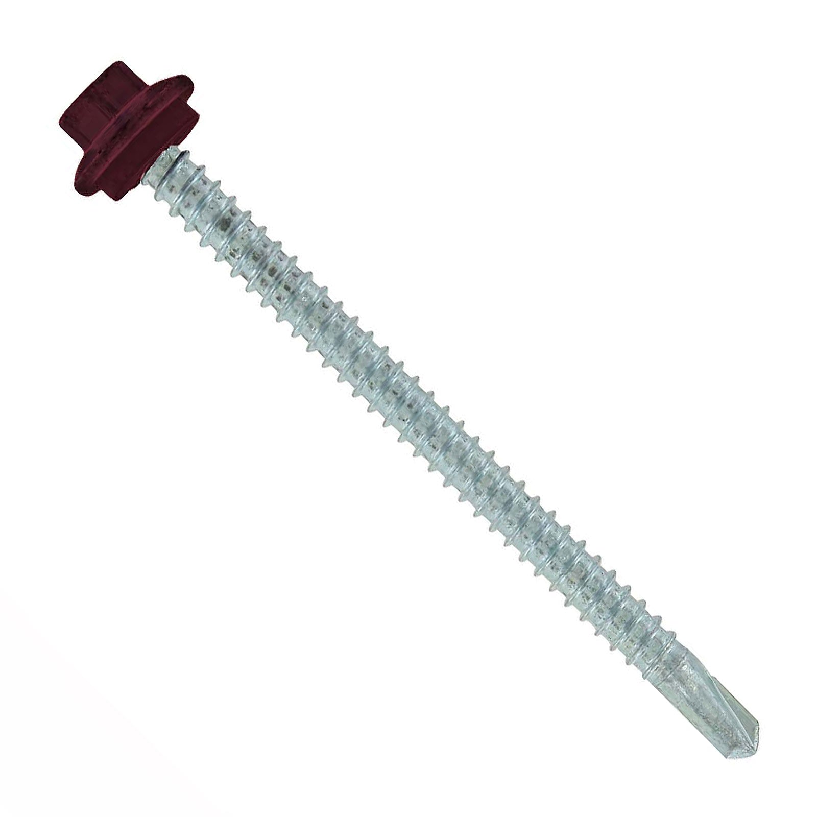 #12 x 3 inch Maxx Steelbinder Metal Roofing Screw Burgundy Pkg 250