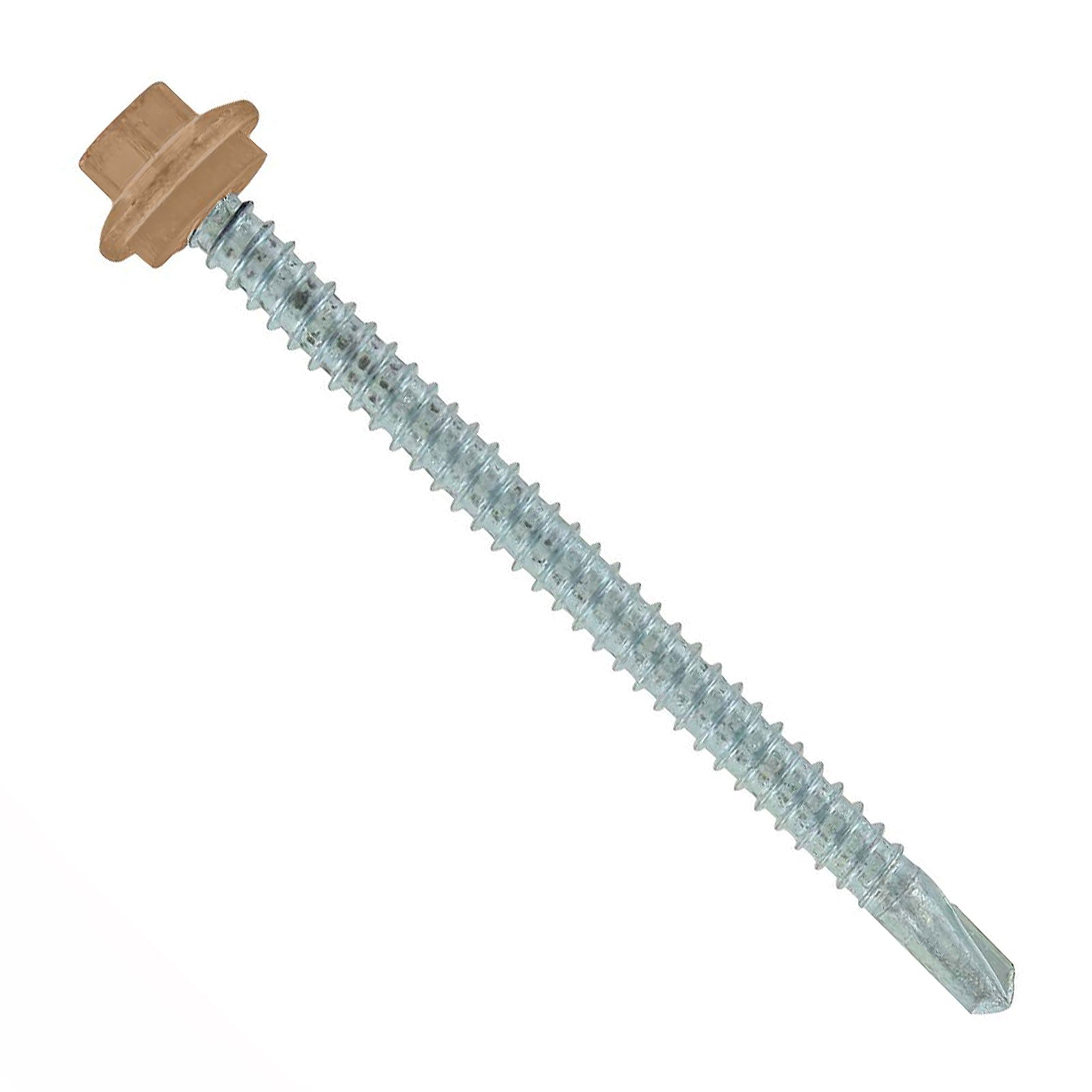 #12 x 3 inch Maxx Steelbinder Metal Roofing Screw Tan Pkg 250