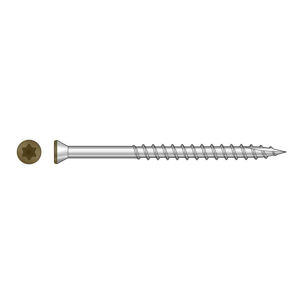 #7 x 214 inch Brown 01 Trim Head Deck Screw 305 Stainless Steel Pkg 350