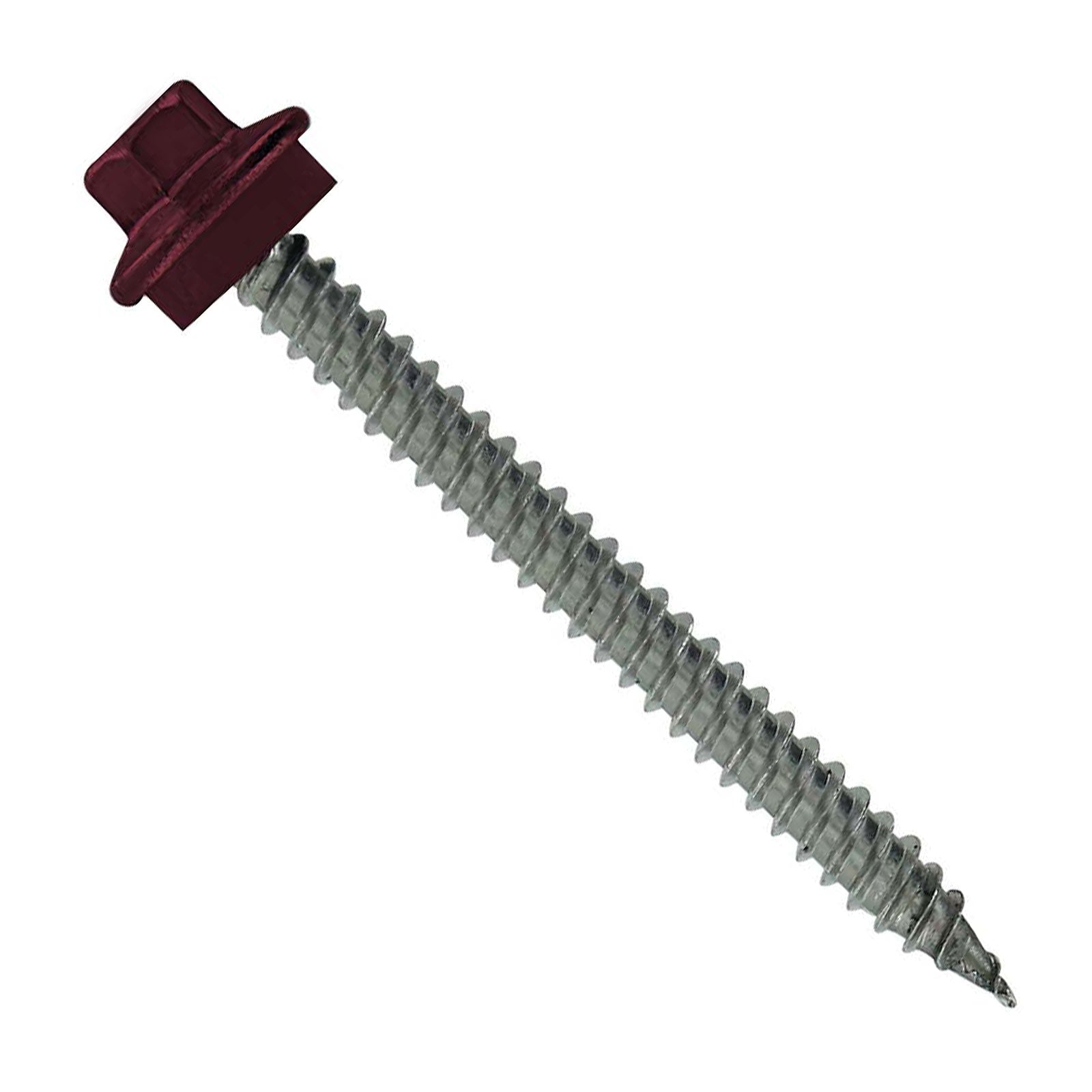 #10 x 2 inch SS Woodbinder Metal Roofing Screw Burgundy Pkg 250