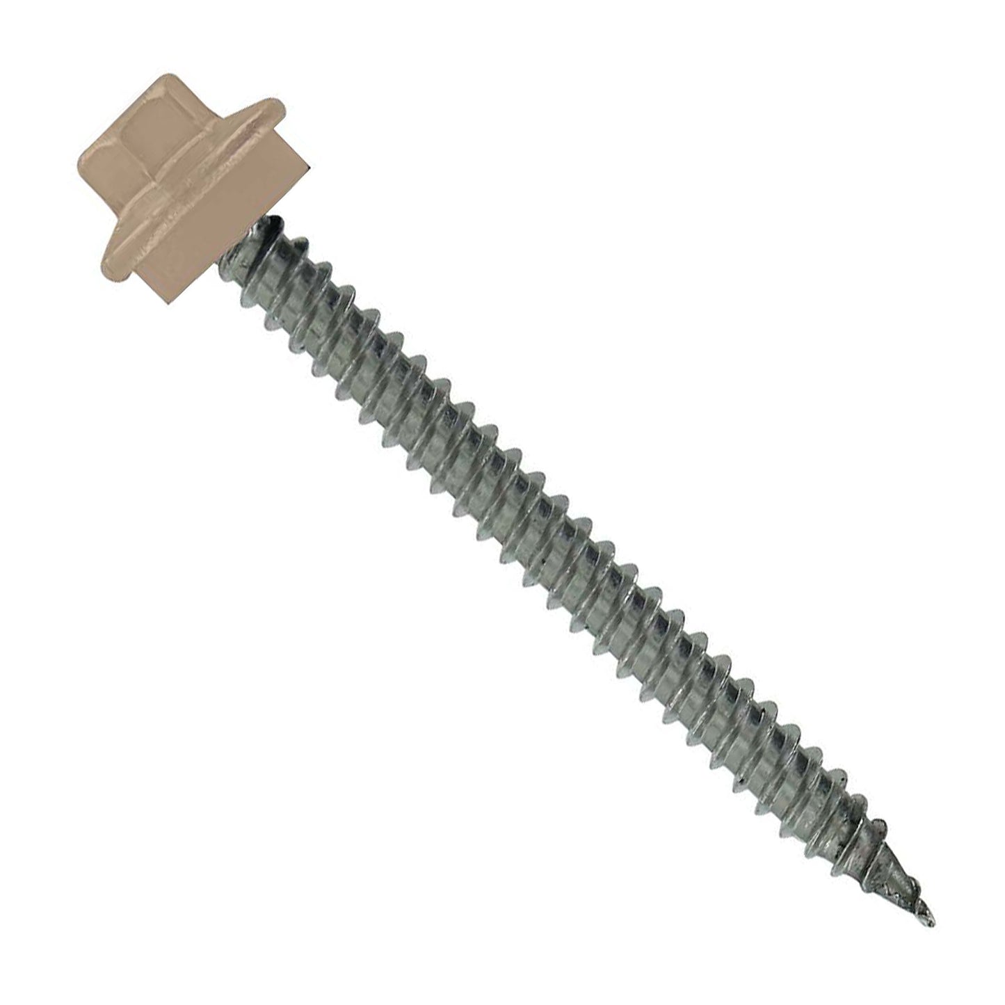 #10 x 2 inch SS Woodbinder Metal Roofing Screw Tan Pkg 250