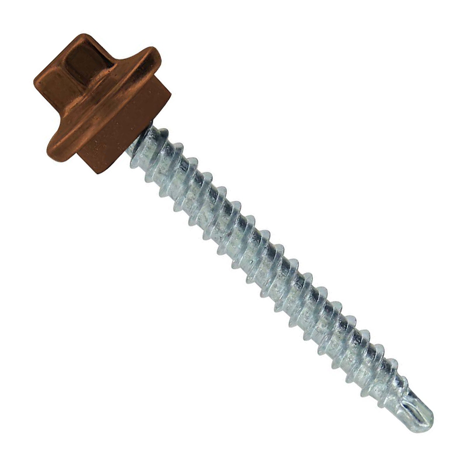 #9 x 112 inch STXL Woodbinder Metal Roofing Screw Brown Pkg 250