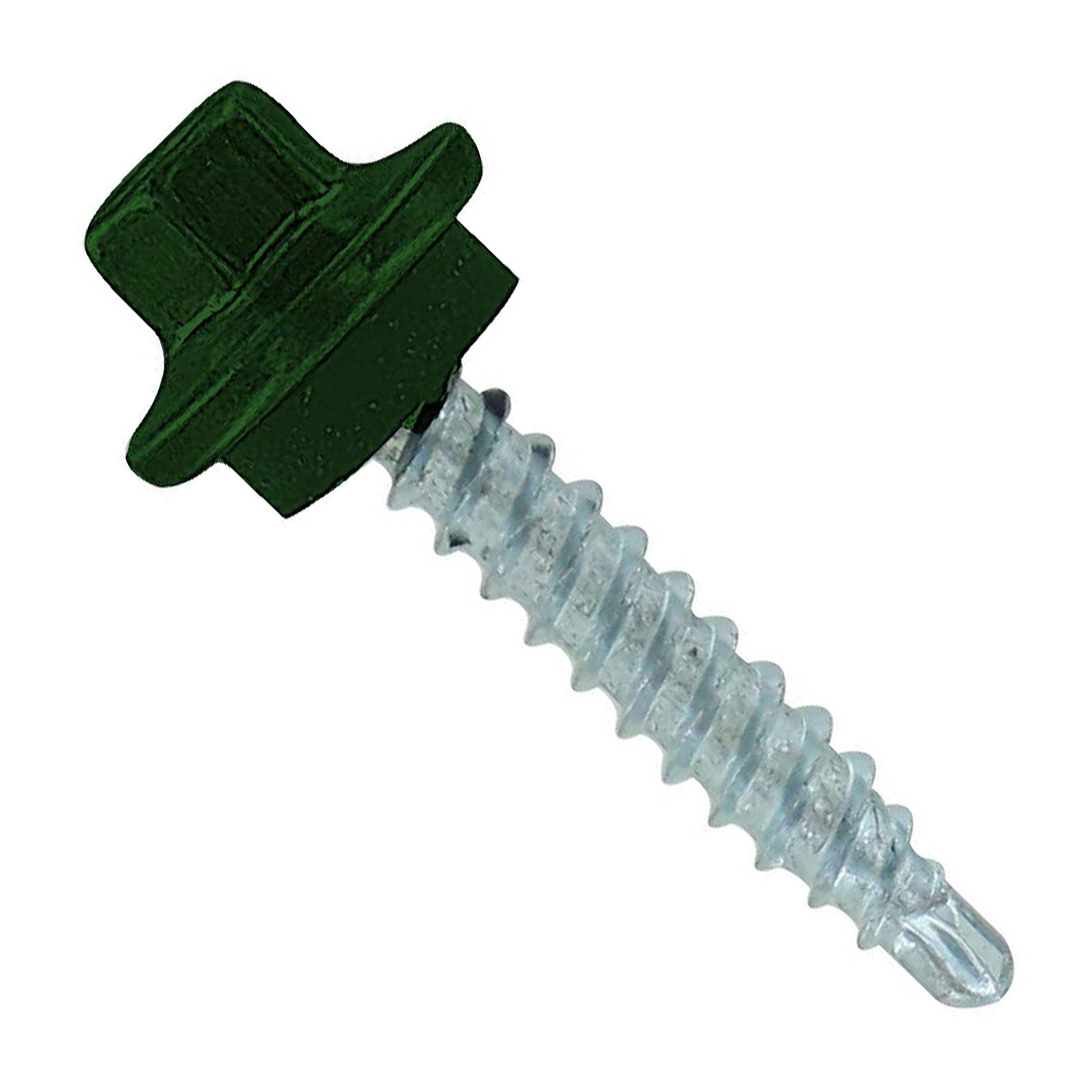 #9 x 1 inch STXL Woodbinder Metal Roofing Screw Forest Green Pkg 250