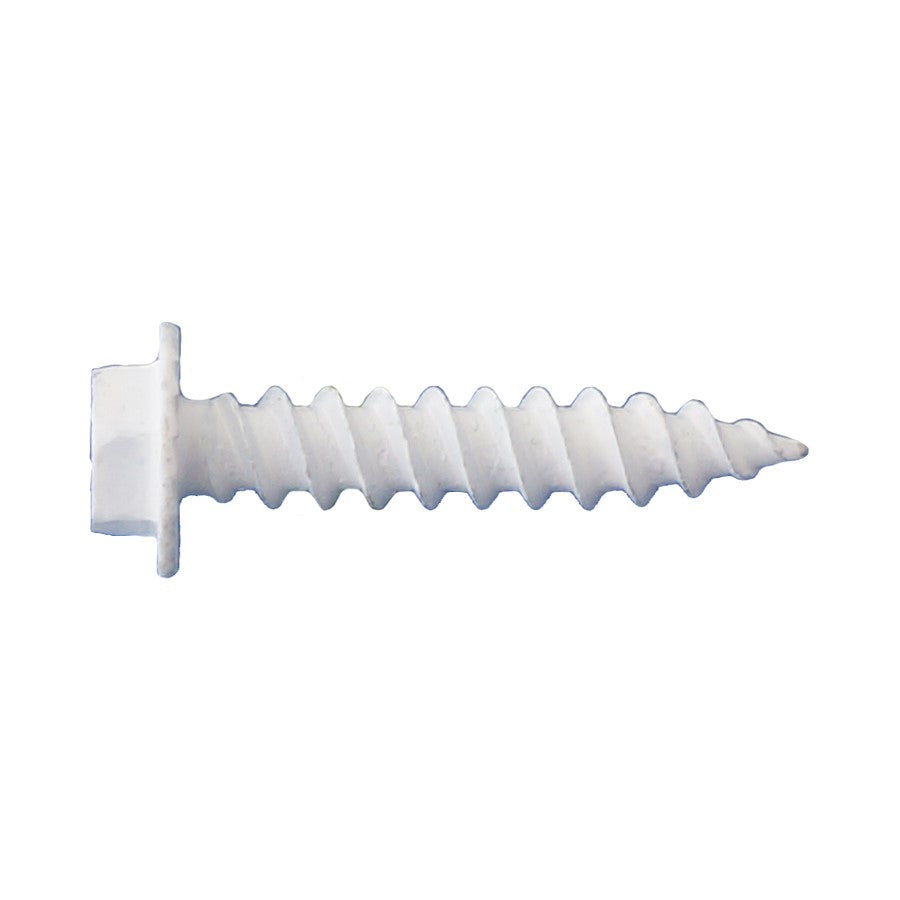 #8 x 34 inch Serrated Hex Head Sheet Metal Screw White DaggerGuard Coating Pkg 10000