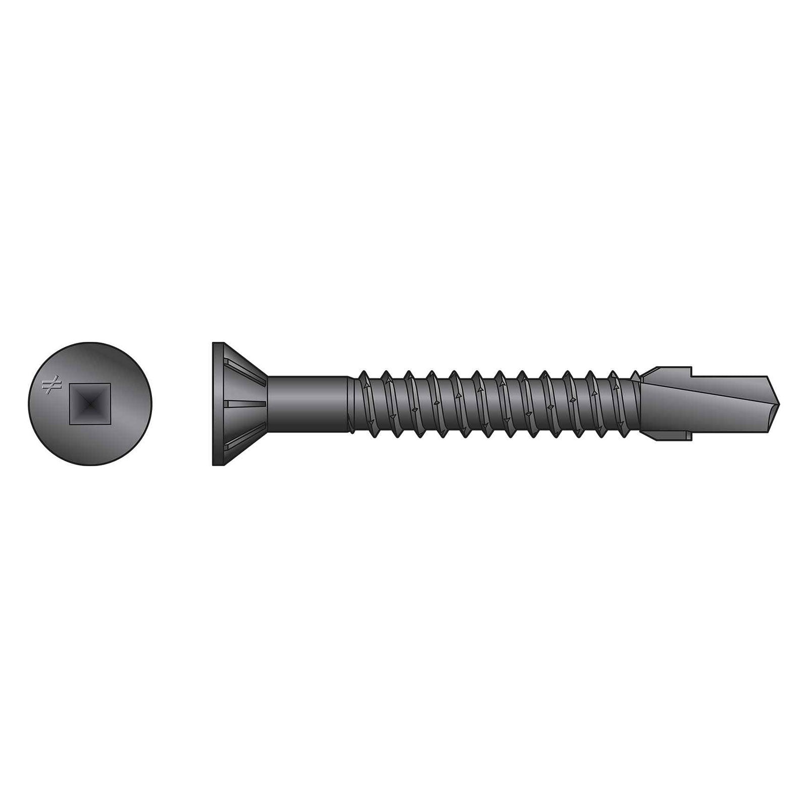 #12 x 1-3/4" TB Self-Drilling Wood-To-Steel Screw, Black Phosphate