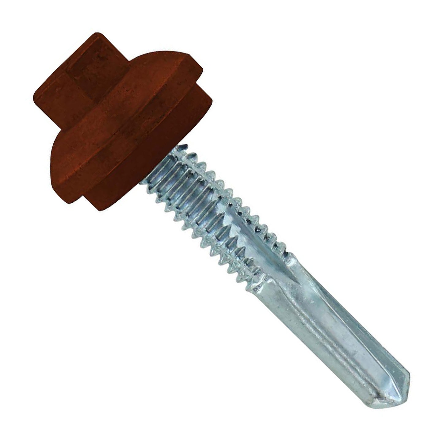 #1224 x 114 inch ZXL HG Steelbinder Metal Roofing Screw Brown Pkg 250 image 1 of 2