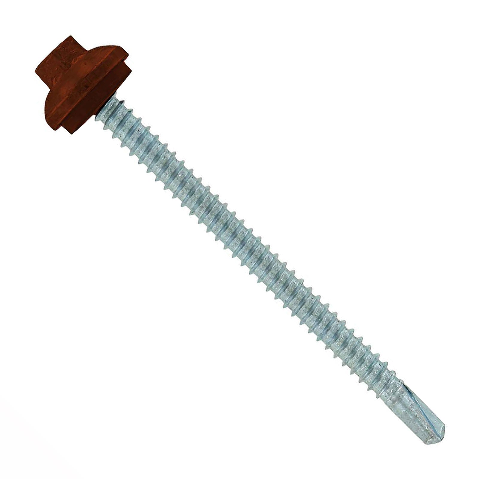 #12 x 3 inch ZXL Steelbinder Metal Roofing Screw Brown Pkg 250