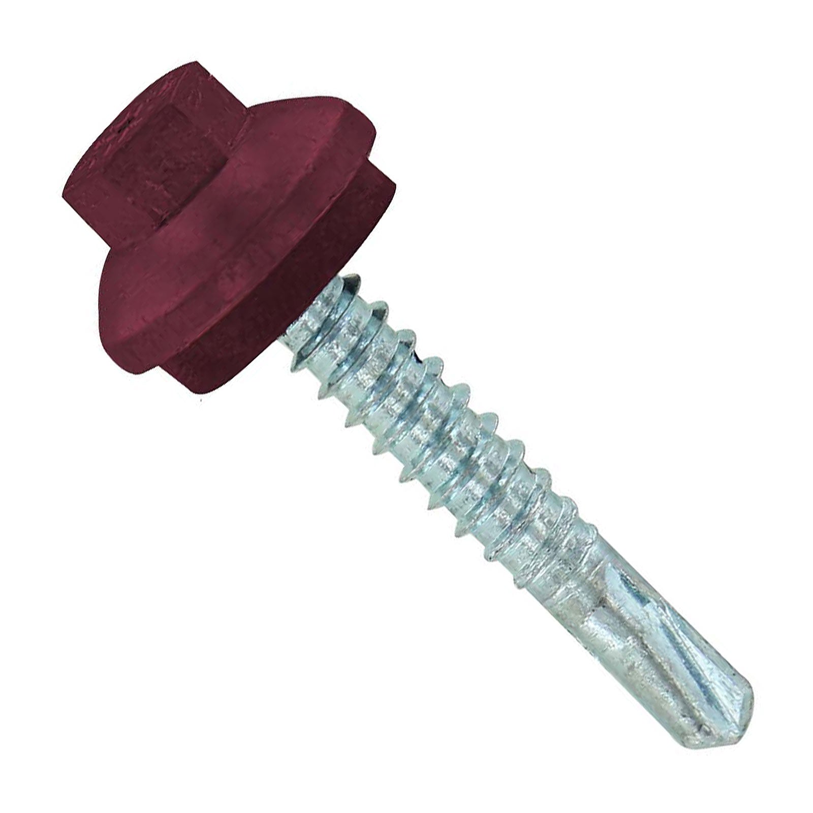 #12 x 114 inch ZXL Steelbinder Metal Roofing Screw Burgundy Pkg 250