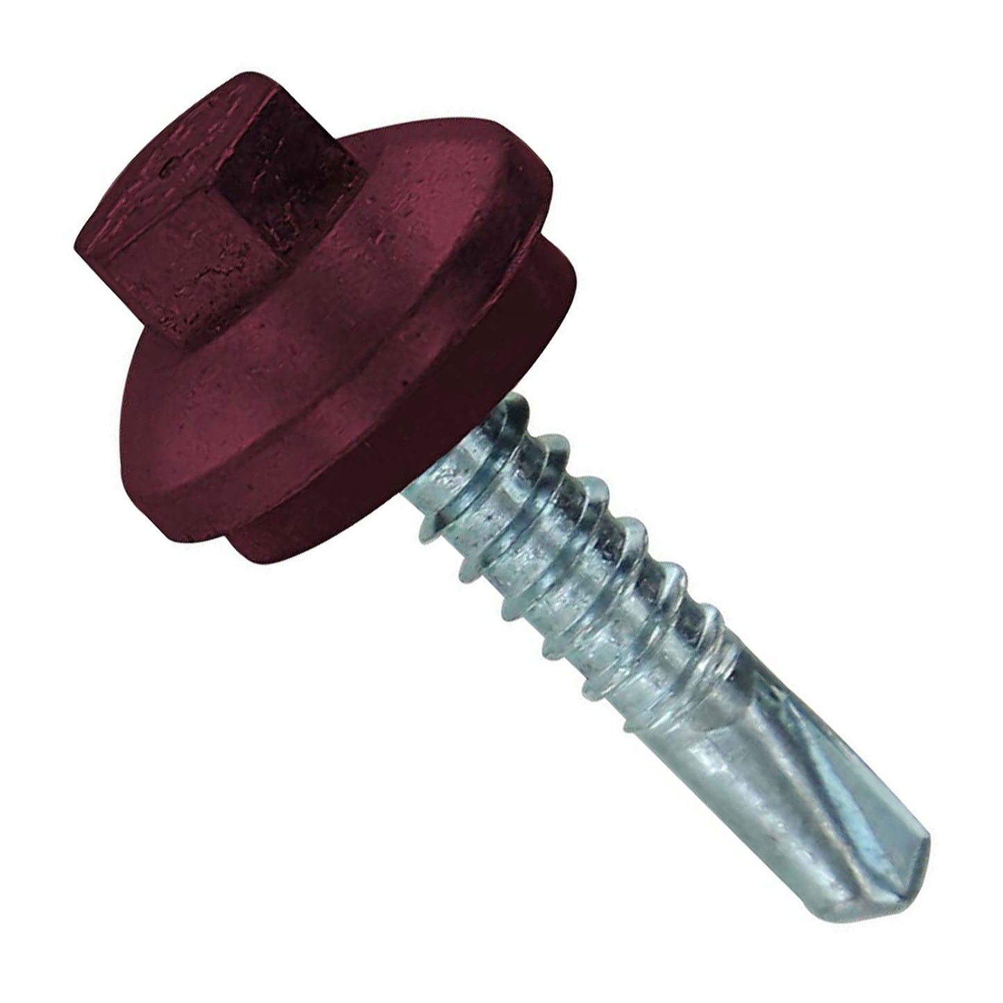 #12 x 1 inch ZXL Steelbinder Metal Roofing Screw Burgundy Pkg 250