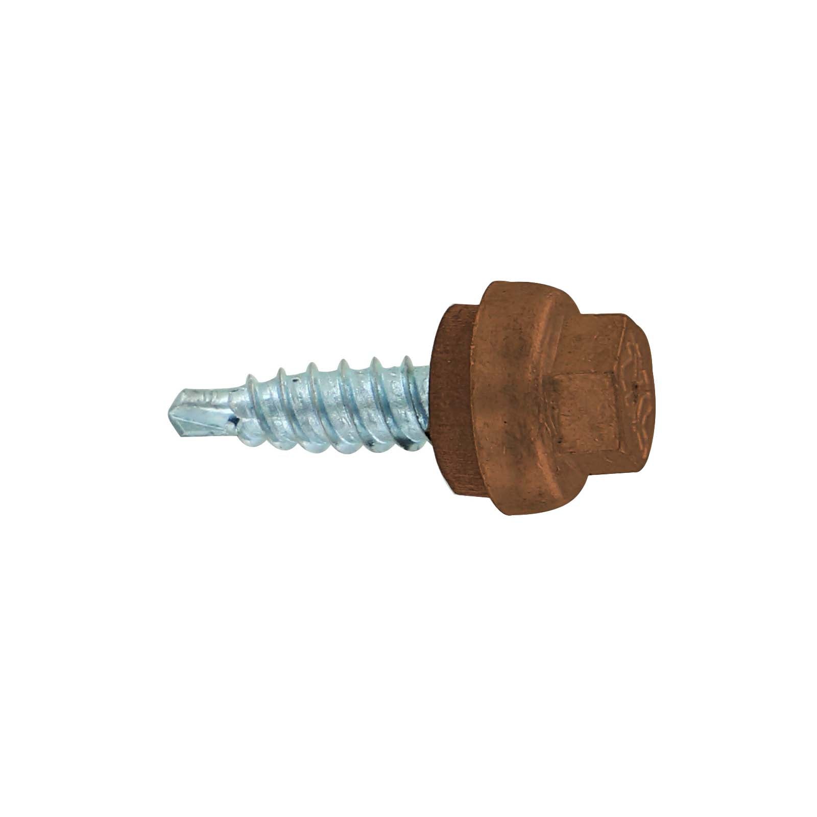 #12 x 3/4 inch ZXL Woodbinder Metal Roofing Stitch Screw Brown Pkg 250 image 1 of 2