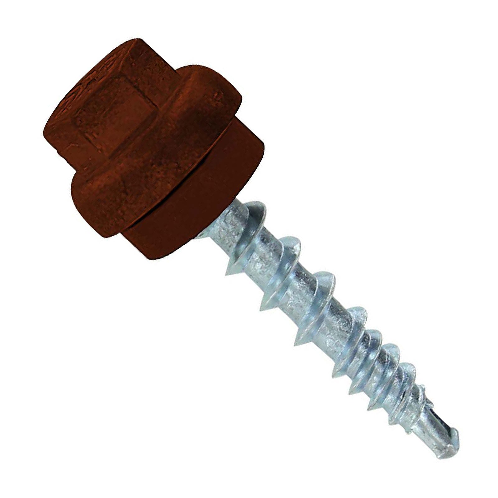 #10 x 1 inch ZXL Woodbinder Metal Roofing Screw Brown Pkg 250