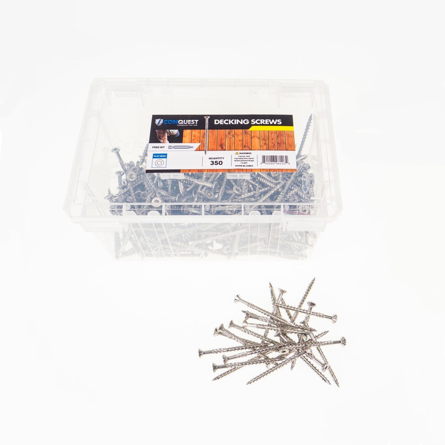 #8 x 3" Conquest Trim Head Deck Screws - 316 Stainless, 350 piece bucket